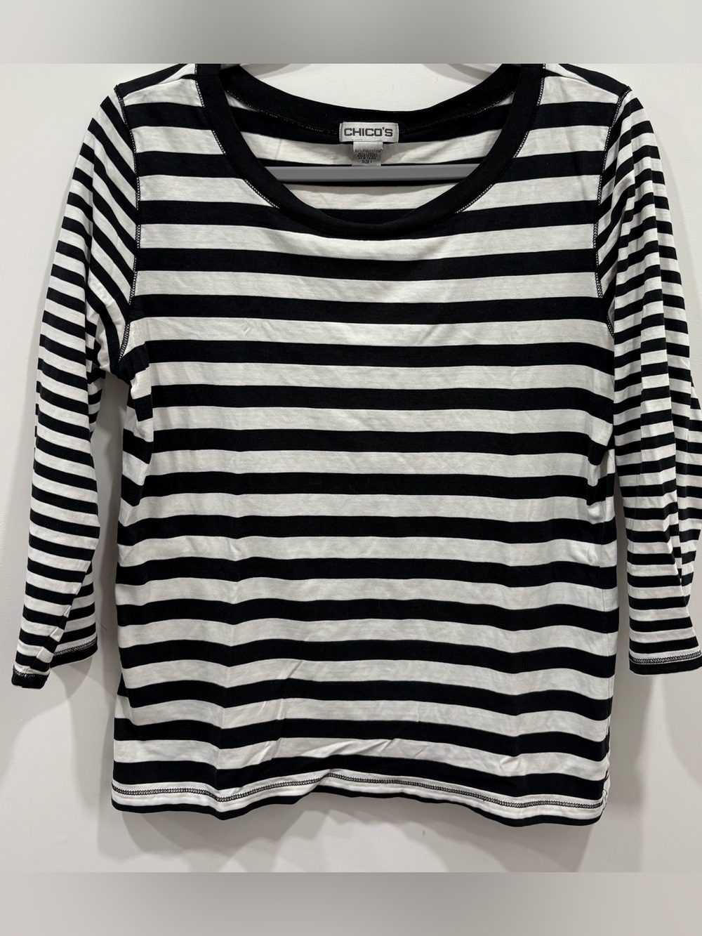 Chico's Black White Striped
Long Sleeve Ultimate Tee Chico's 1 Women's Medium